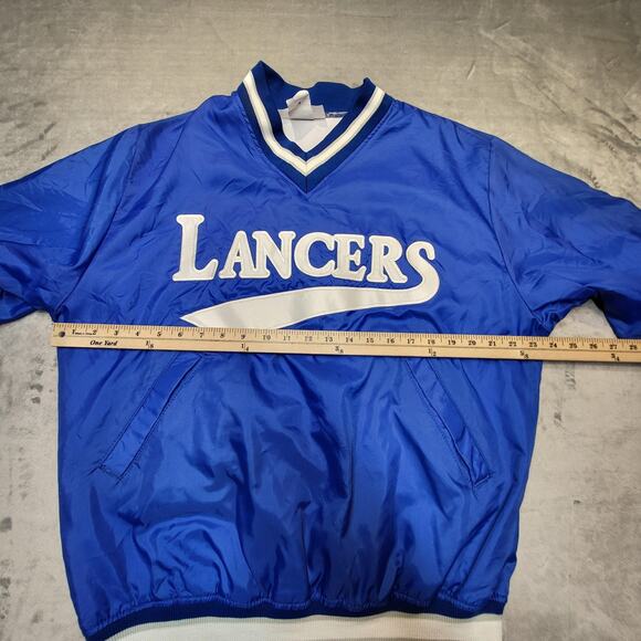 Vintage Lancers Jacket Mens Large Blue White NCAA Basketball Pullover 90s - Picture 8 of 10